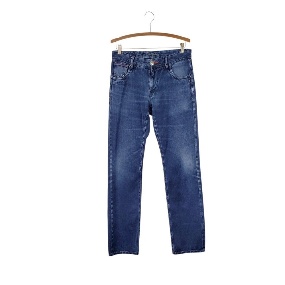 Robert Graham Slim Jim Jeans Stud Contrast Stitch Dark Wash Denim Size 34 x 33